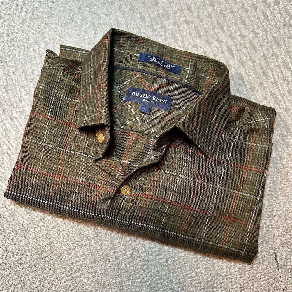 Austin Reed Men's Long Sleeve Plaid Button-Up Shirt Size L Multicolor Casual